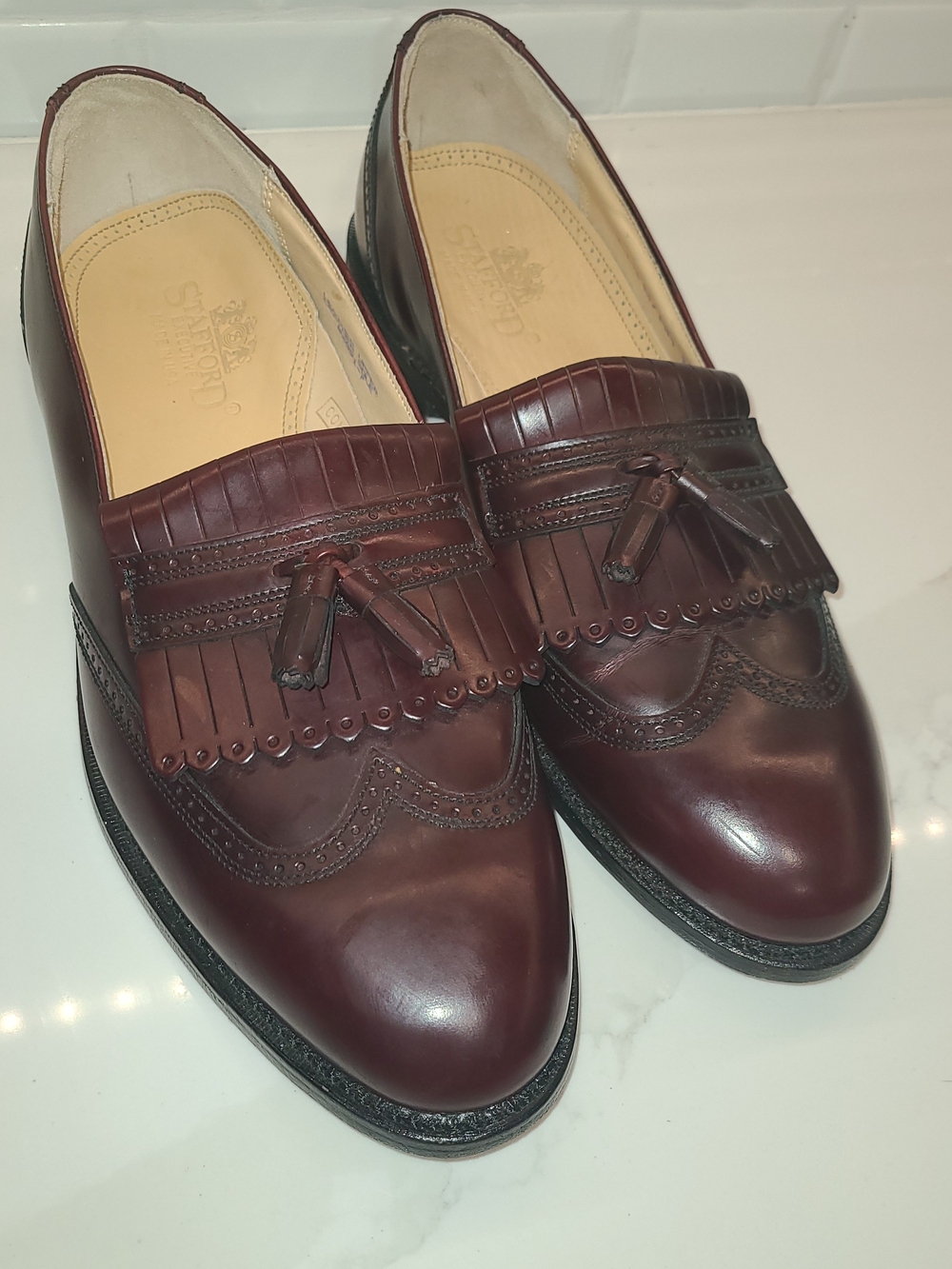 Stafford Executive Comfort Plus Leather Tassel Kilt Fringe Loafers Size 11.5B
